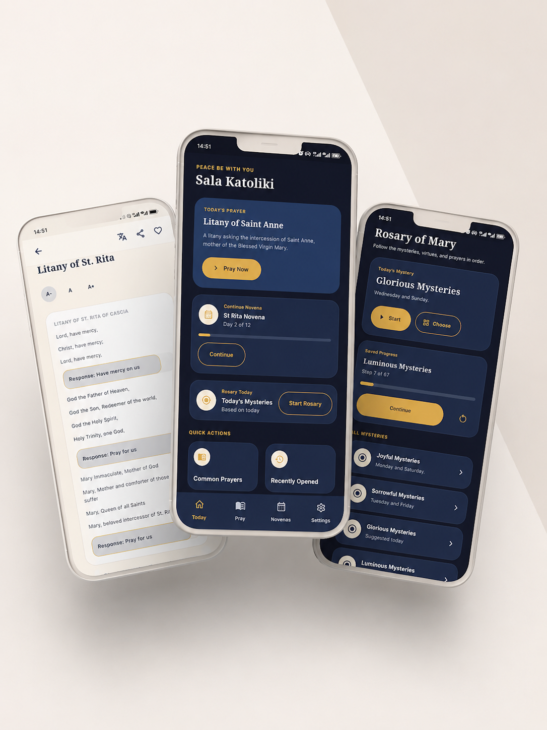 Sala Katoliki mobile prayer application interface